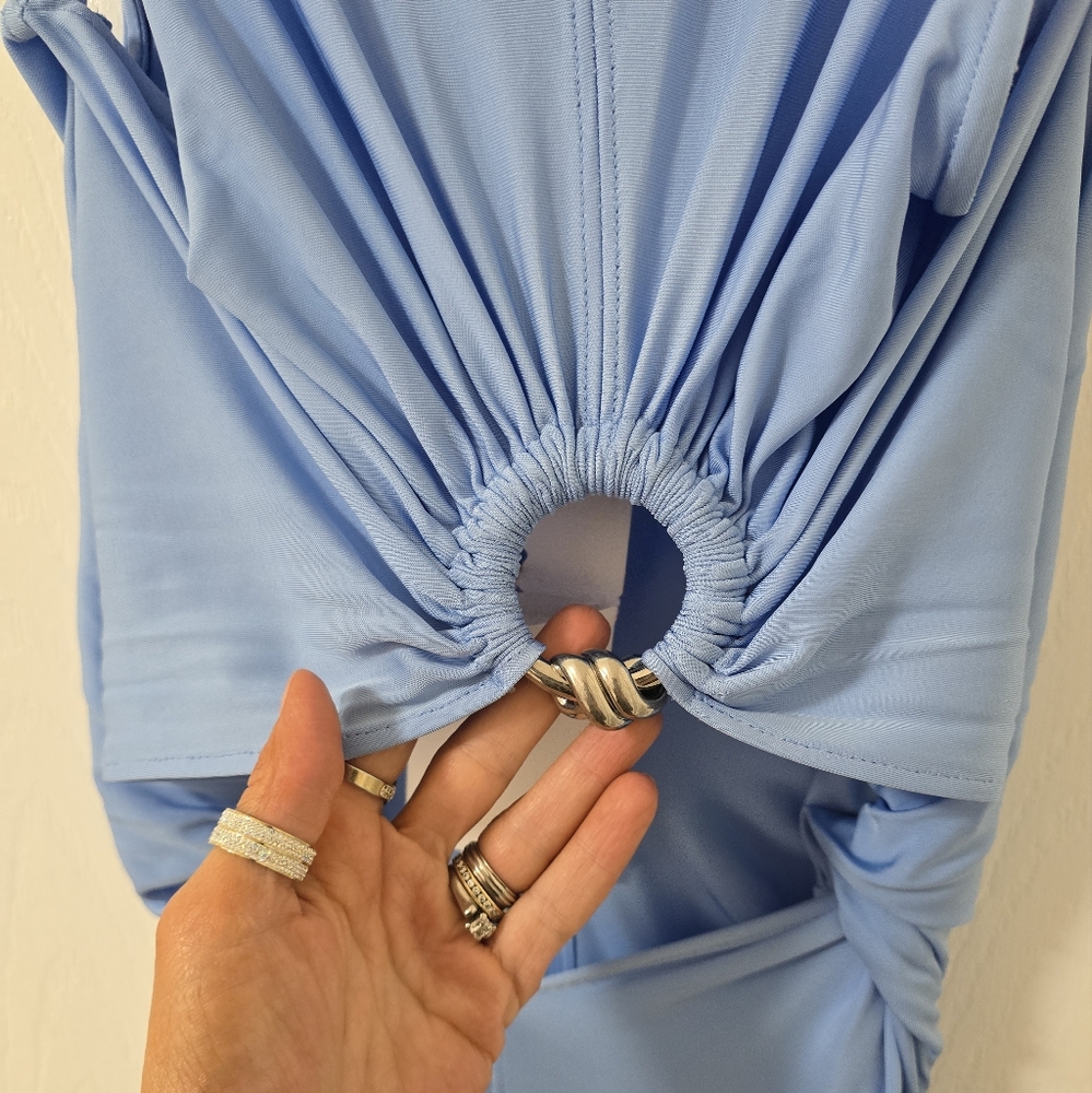 Bottega Veneta Ring Detail Jersey Maxi Gown Dress In Admiral New Size 38… - Picture 8 of 16